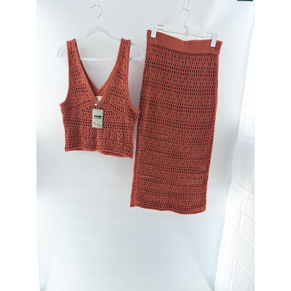 Nation LTD Crochet Set; Adriana Tank Top & Driana Midi Skirt Ginger Women Medium - Picture 4 of 9
